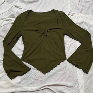 Olive Green Women's Top Long Sleeve